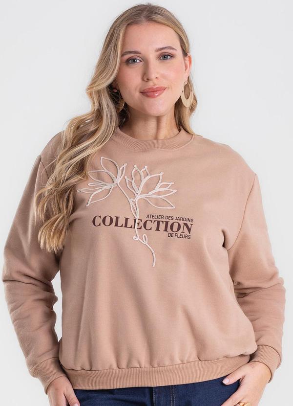 Blusão Moletom Plus Size Marrom