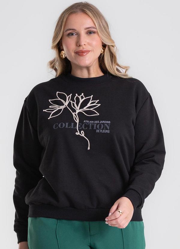 Blusão Moletom Plus Size Preto