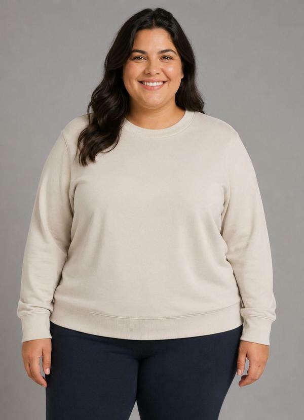Blusão Plus Size Manga Longa Bege