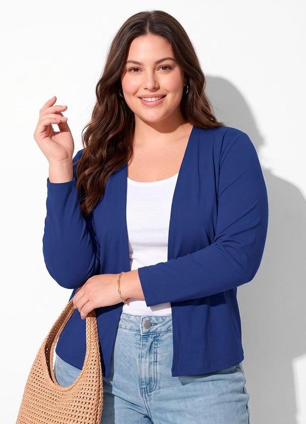 Casaquinho Marinho Aberto na Frente Plus Size