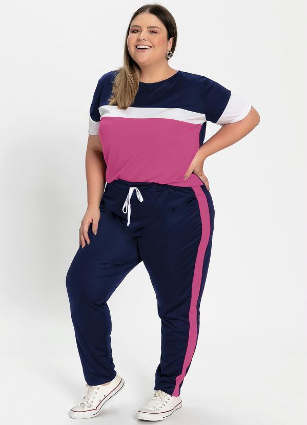 Conjunto Blusa e Calça Marinho Plus Size