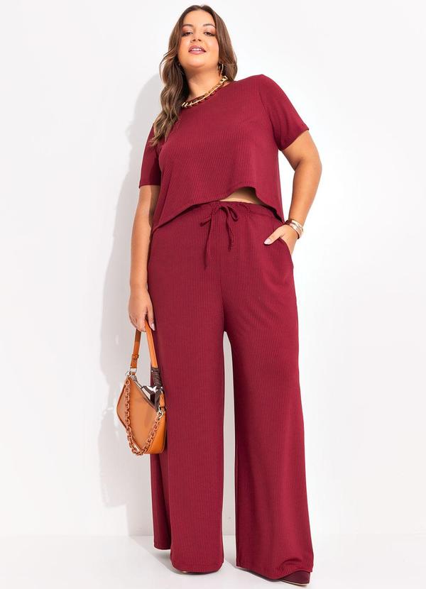 Conjunto Bordô em Canelado