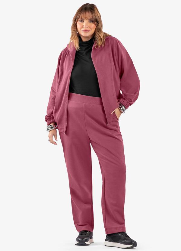 Conjunto Jaqueta com Calça Moletom Rosa