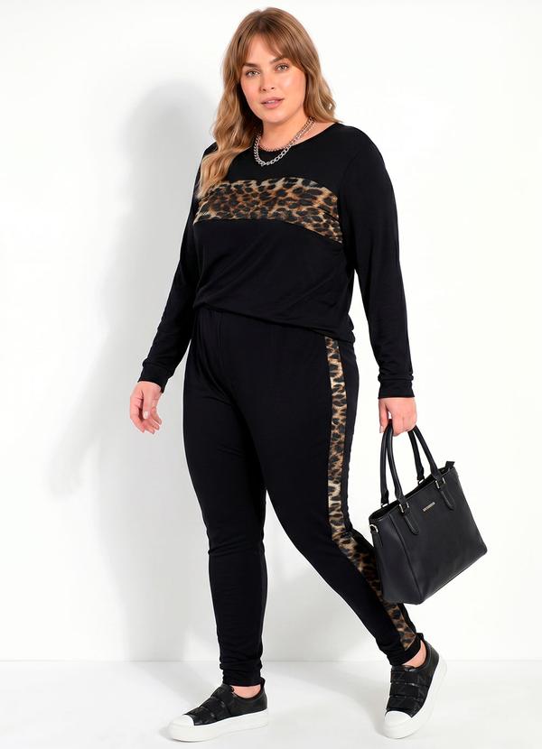 Conjunto Jogger Onça e Preto Plus Size
