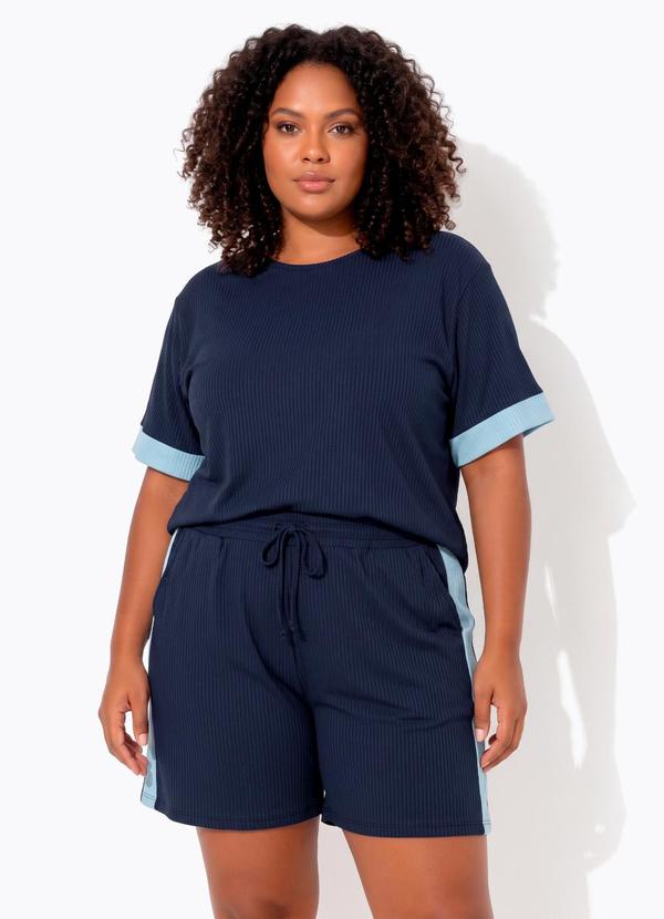 Conjunto Marinho em Canelado