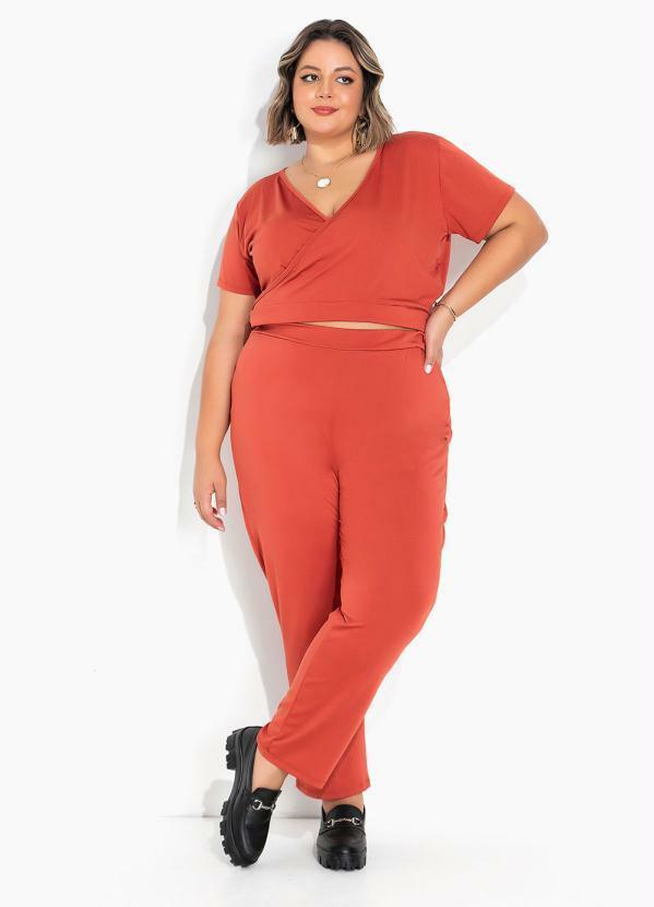 Conjunto Transpassado Terracota Plus Size