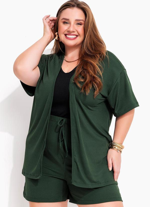 Conjunto Verde Escuro em Canelado