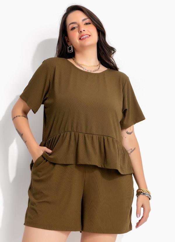 Conjunto Verde Militar em Malha Canelada
