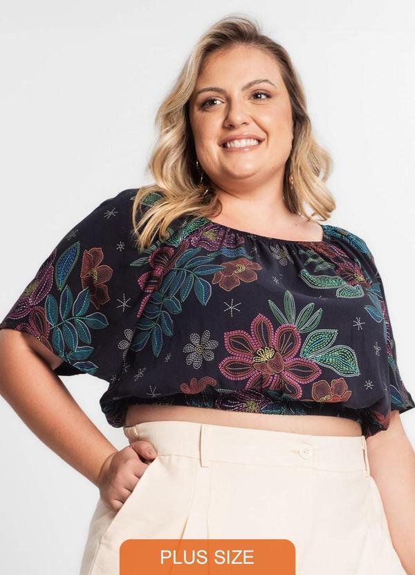 Blusa Cropped Feminina Plus Size Preto