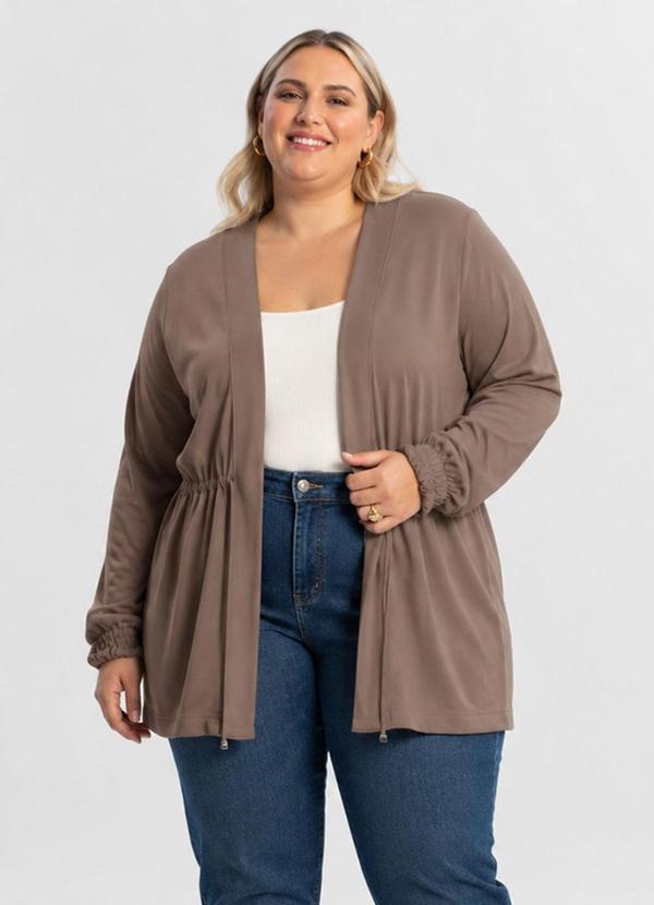 Cardigan Molecotton Plus Size Marrom