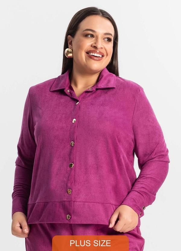 Casaco Plus Size Feminino em Suede Roxo