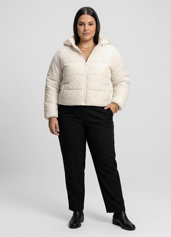 Jaqueta com Capuz Feminina Plus Size Bege