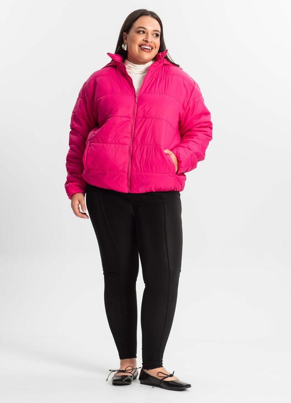 Jaqueta com Capuz Feminina Plus Size Rosa
