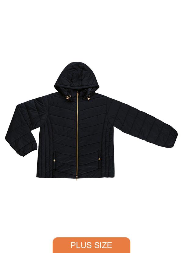 Jaqueta com Capuz Plus Size Preto