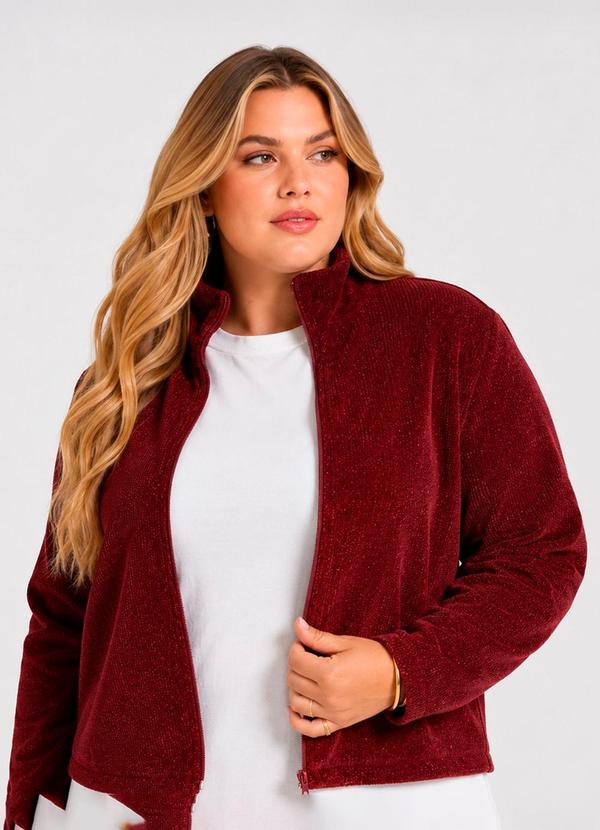 Jaqueta Feminina em Tricot Glow Shine Vermelho