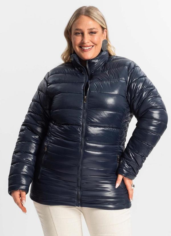 Jaqueta Plus Size Microfibra Azul