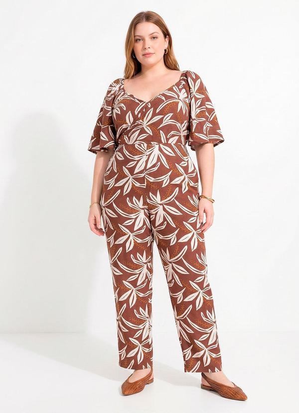 Macacão Floral Terracota em Viscose