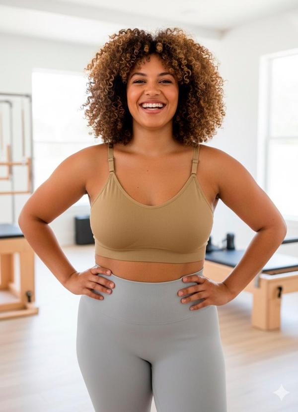Top sem Costura Plus Size com Bojo Bege