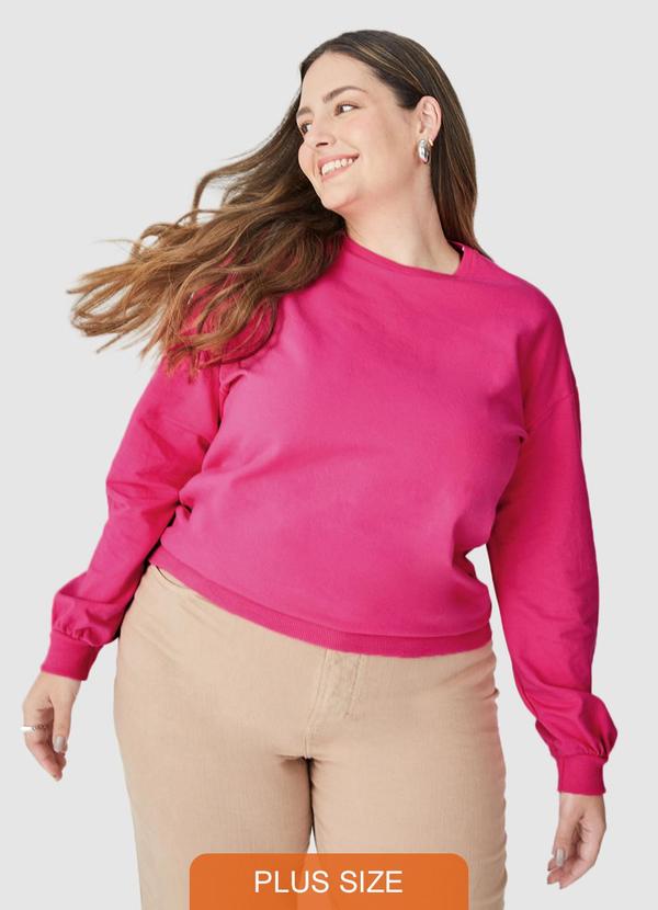 Blusão em Moletom Feminino Plus Rosa