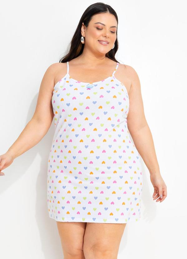 Camisola Corações Coloridos em Malha de Algodão
