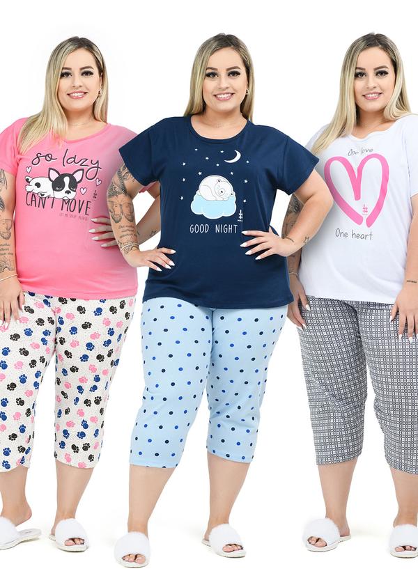 Kit 3 Pijamas Pescador 100% Algodão Multicores