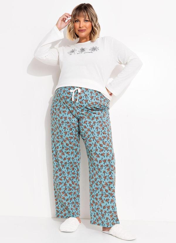 Pijama Floral em Malha de Algodão