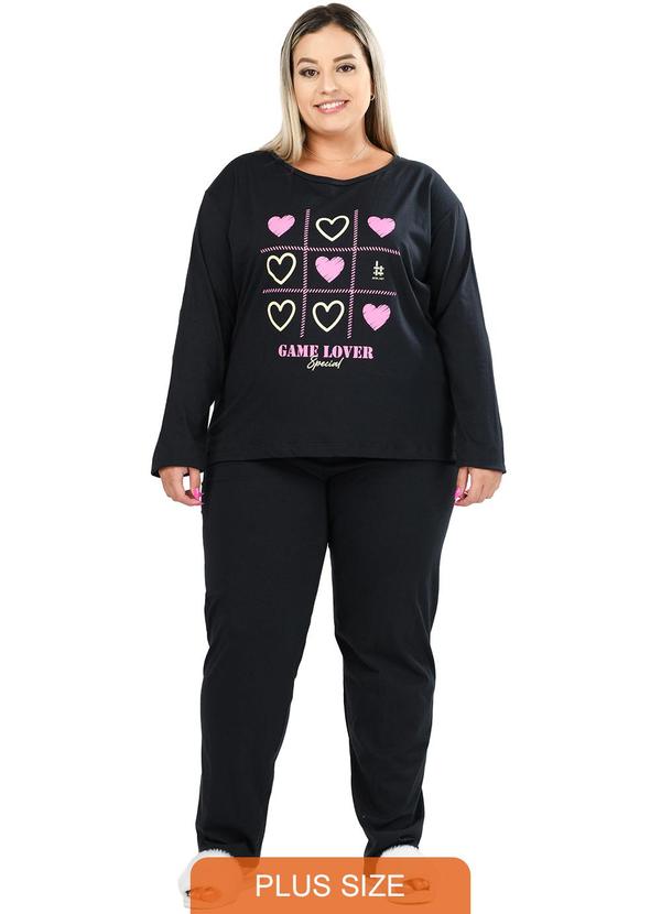 Pijama Inverno Plus Size Game Lover Preto