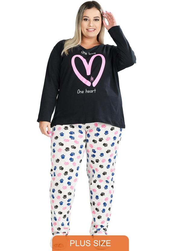 Pijama Inverno Plus Size One Love Preto