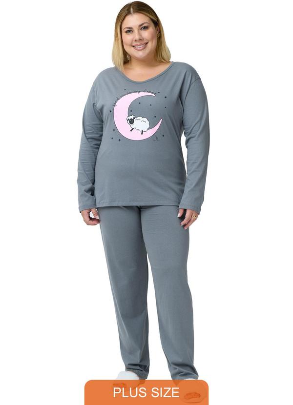 Pijama Plus Size de Algodão My Dreams Cinza