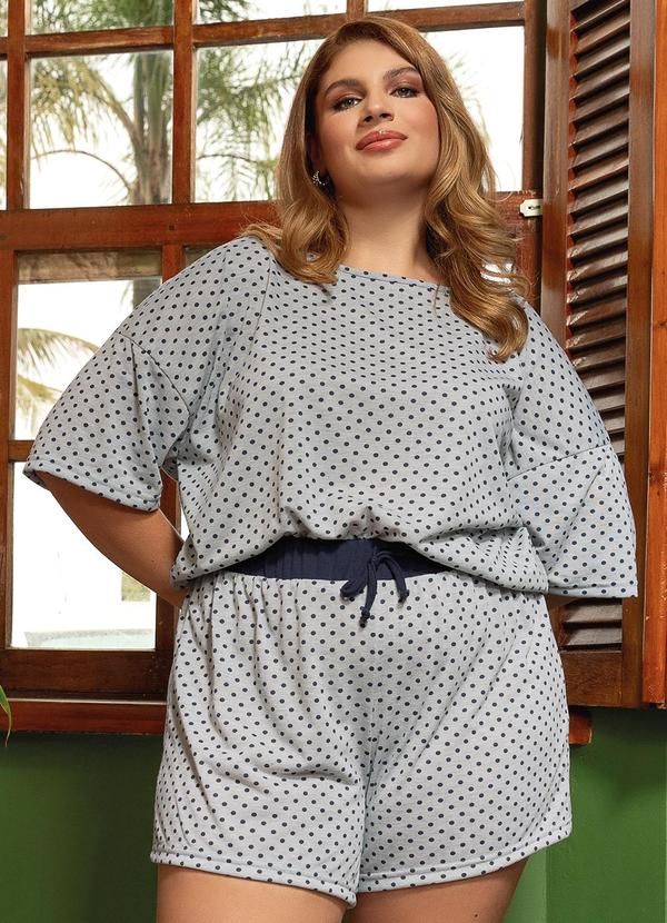 Pijama Poá Marinho em Malha