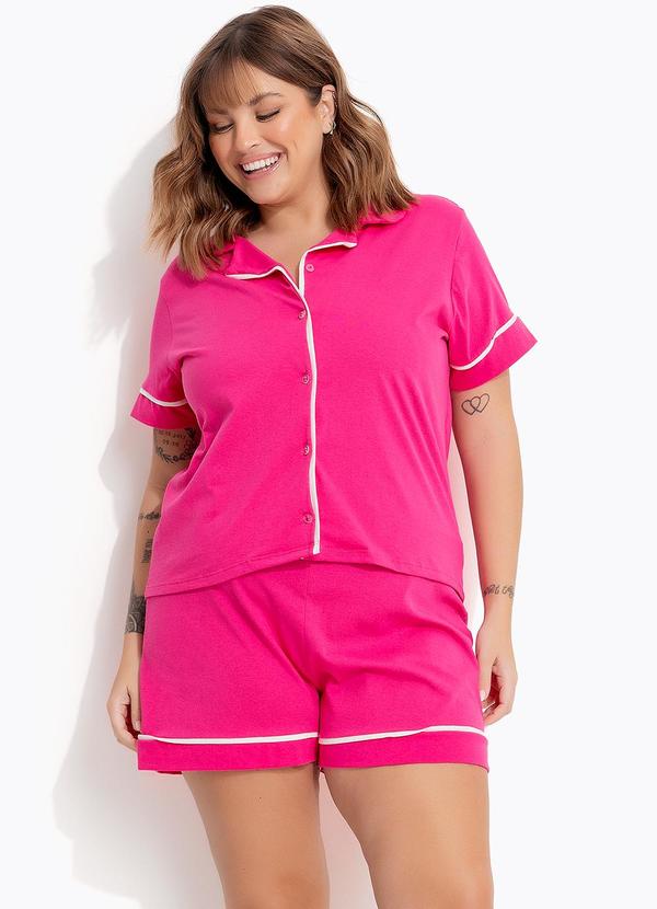 Pijama Rosa em Malha de Algodão