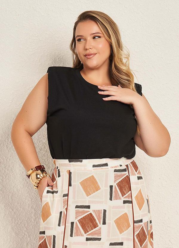 Blusa Regata com Ombros Estruturados Preto