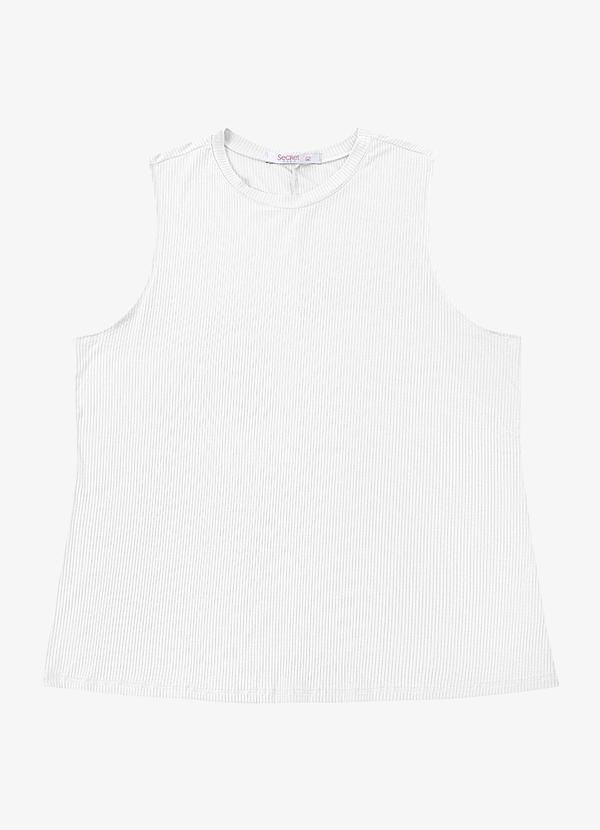 Regata Feminina Canelada Plus Size Branco