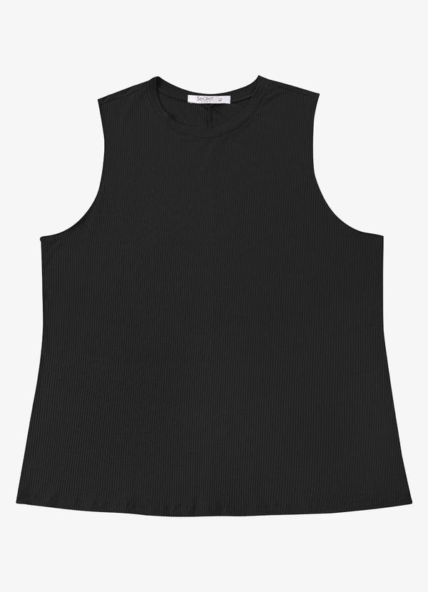 Regata Feminina Canelada Plus Size Preto