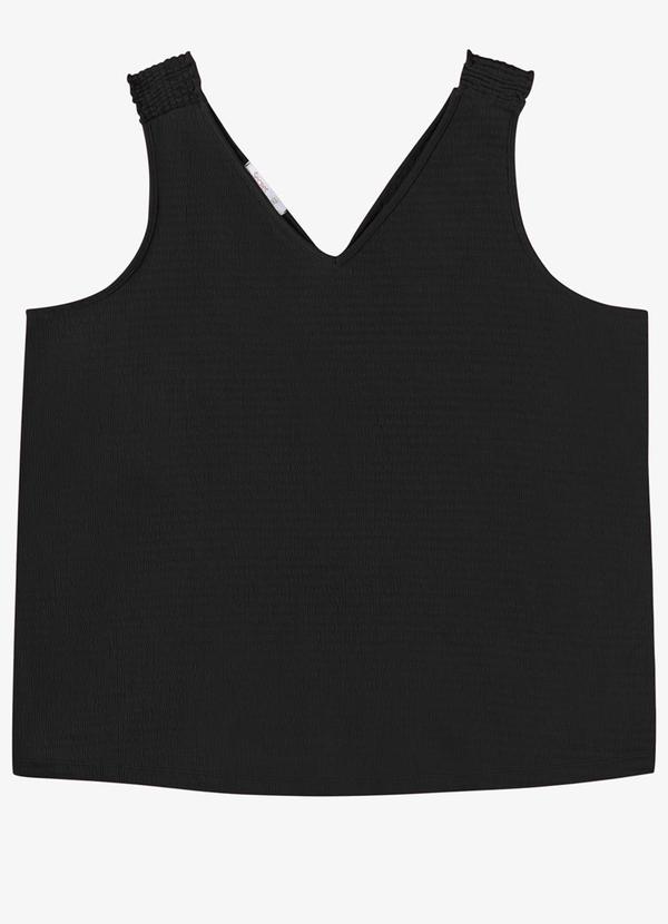 Regata Feminina Plus Decote V Preto