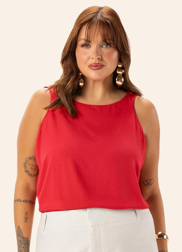 Regata Feminina Plus em Viscose Dobby Laranja