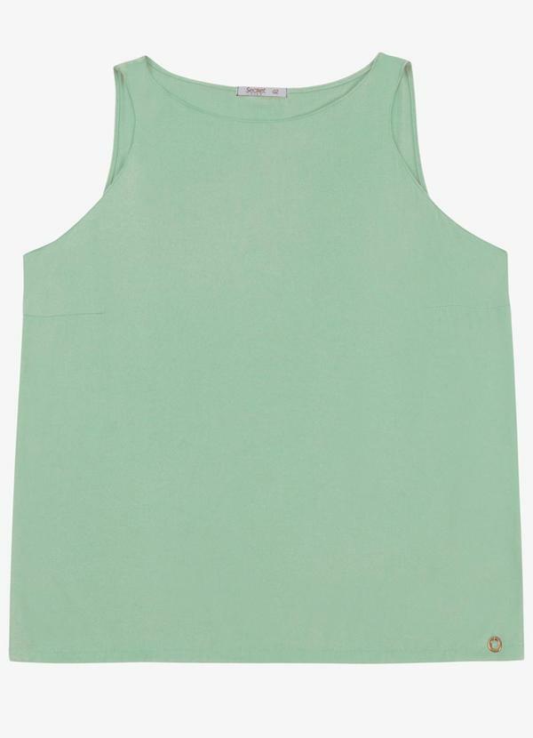 Regata Feminina Plus em Viscose Dobby Verde