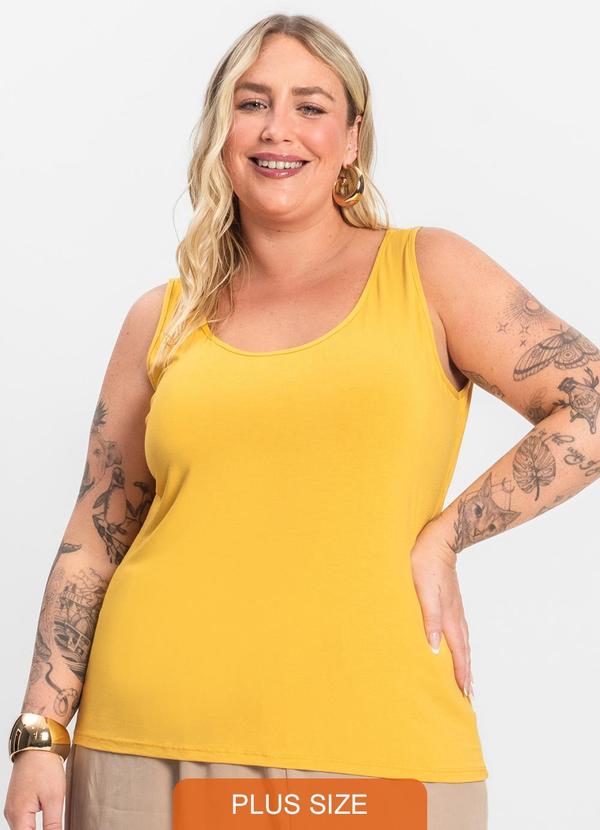 Regata Feminina Plus Size Amarelo