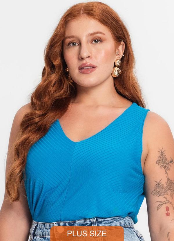 Regata Feminina Plus Size Azul