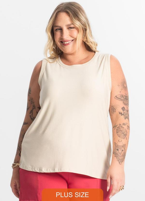 Regata Feminina Plus Size Bege