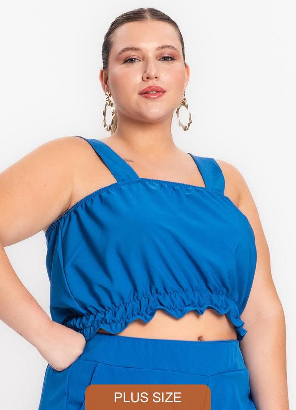 Regata Feminina Plus Size Crepe Light Azul
