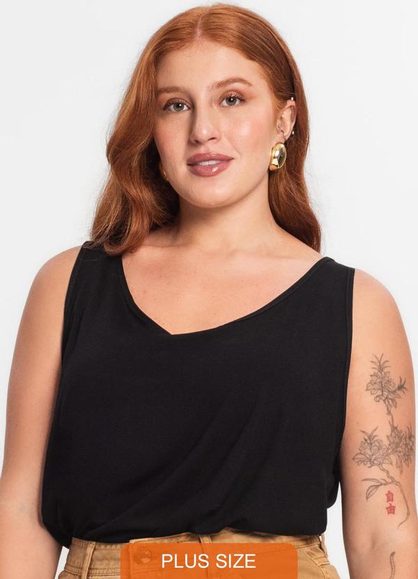 Regata Feminina Plus Size Preto