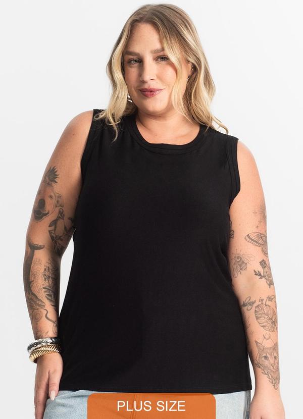 Regata Feminina Plus Size Preto