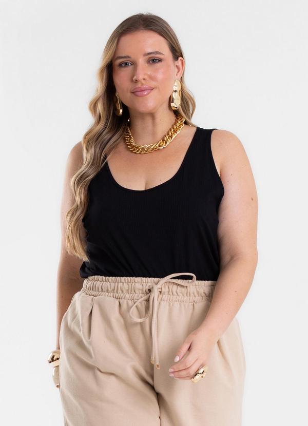 Regata Feminina Plus Size Preto