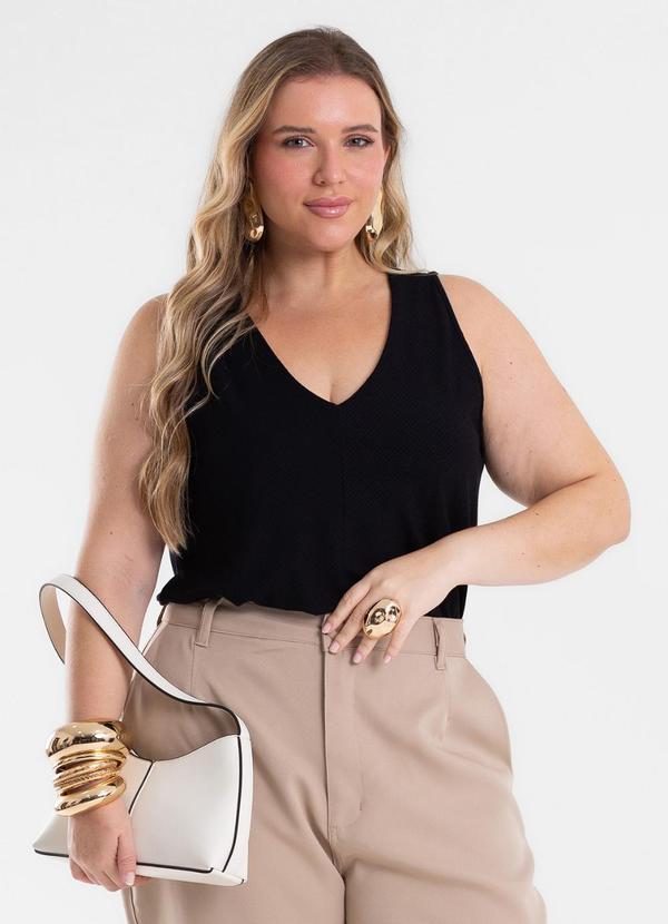 Regata Feminina Plus Size Preto