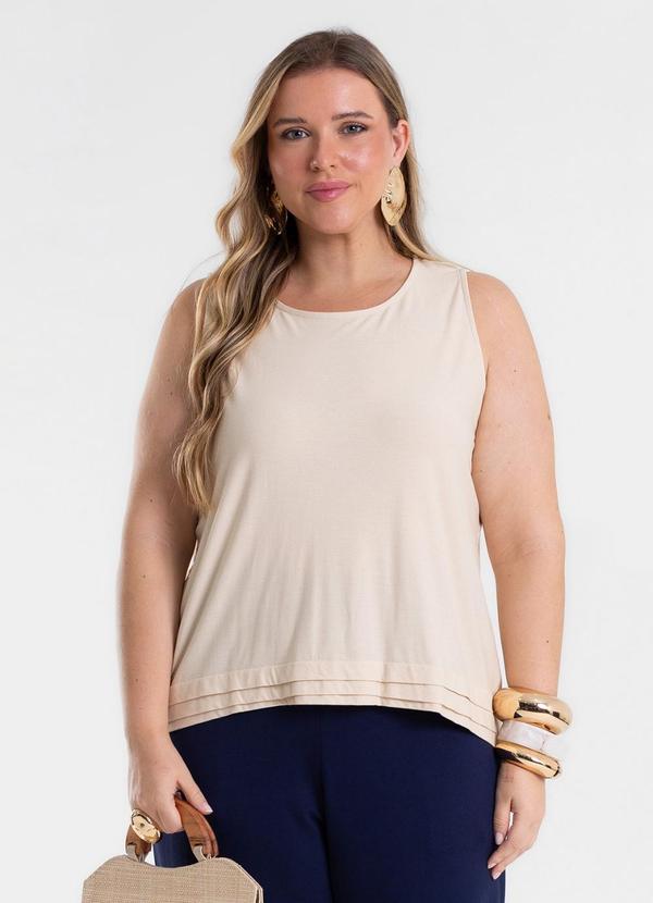 Regata Feminina Viscose Creponada Bege