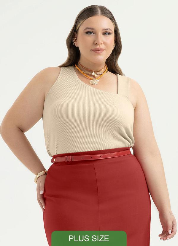 Regata Plus Size Canelada Bege