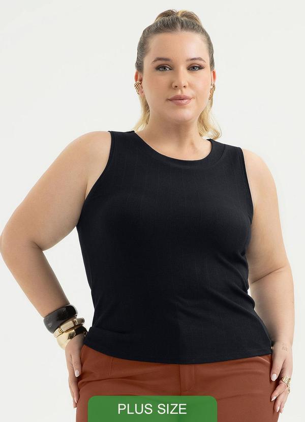 Regata Plus Size Canelada Preto