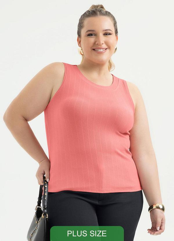 Regata Plus Size Canelada Rosa