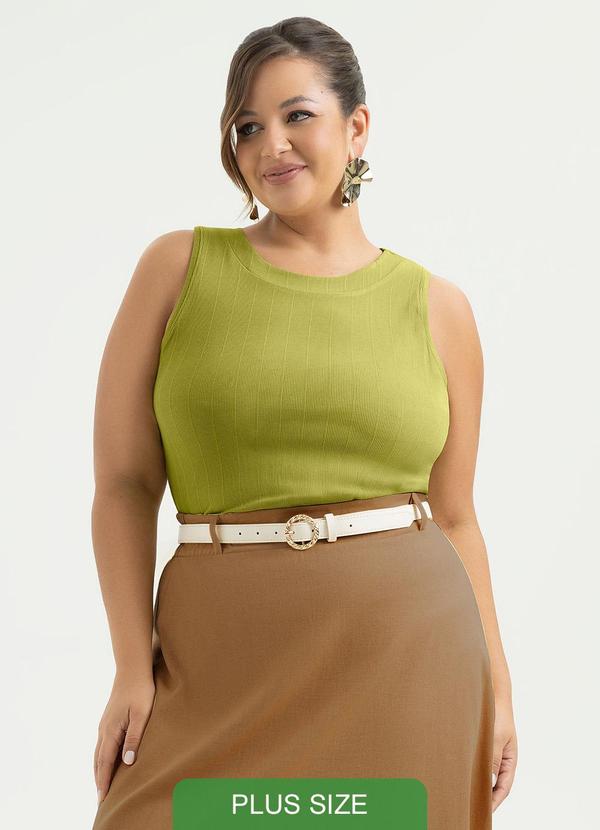 Regata Plus Size Canelada Verde